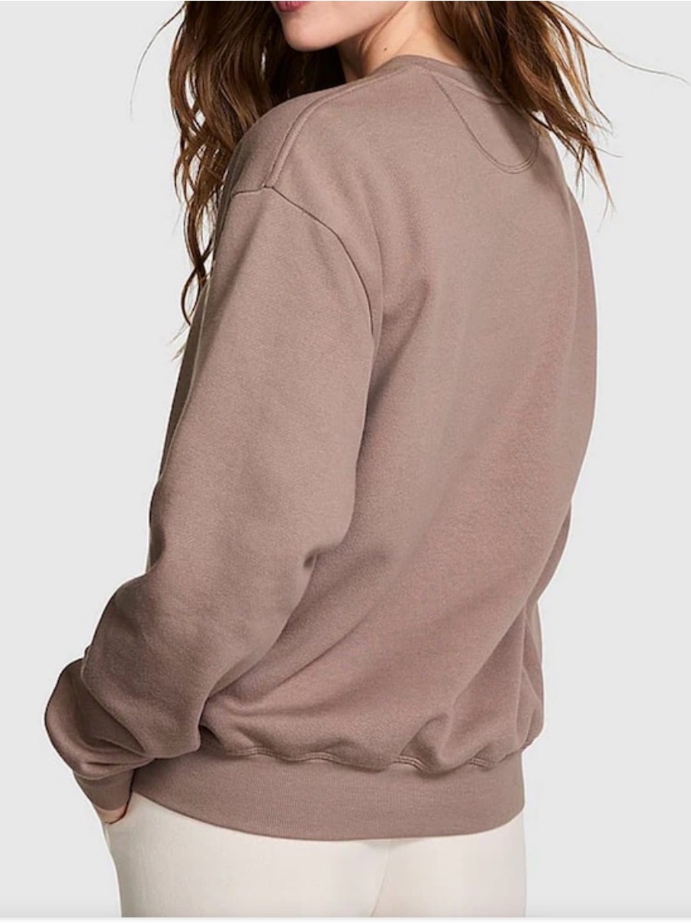 PINK Victoria's Secret Iced Coffee Brown Fleece Sweatshirt size small - Picture 2 of 7
